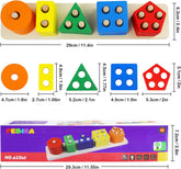 Montessori Toys for 1 to 3-Year-Old Boys Girls Toddlers, Wooden Sorting & Stacking Toys for Toddlers and Kids Preschool, Educational Toys  AMZ